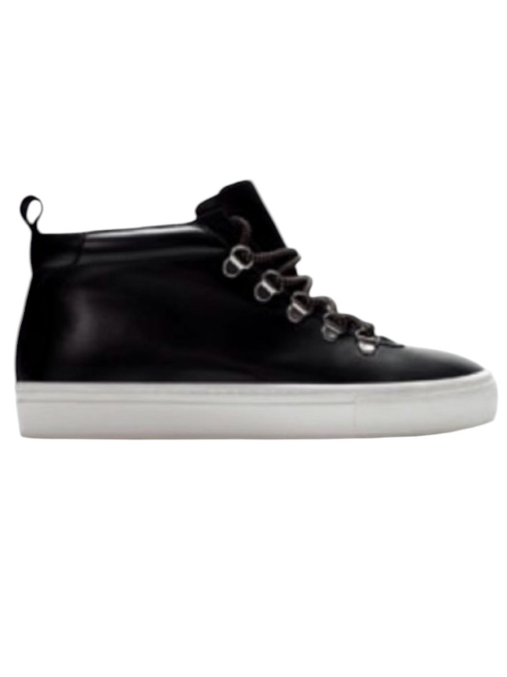 Woman’s Black Leather Lace-Up Hightop Biker Sneakers Sz EU 38